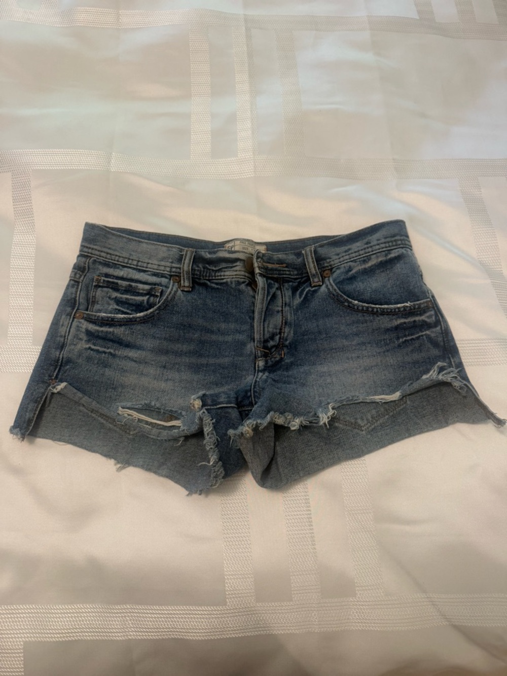 Low Rise Denim Women's Shorts - Blue